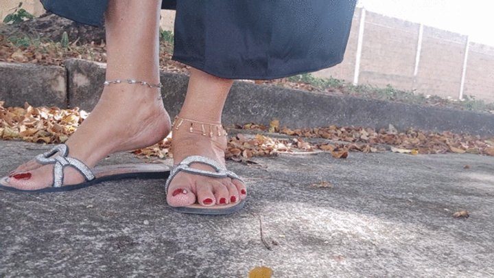Goddess Foot Fetish - Angelin proves your flip flops in the park and trampling everywhere (1)