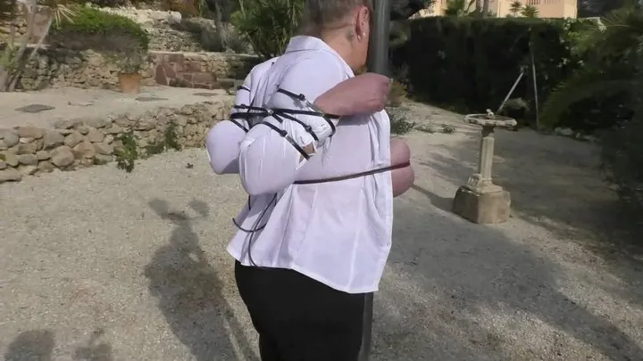Tied In Public - Cruel Tit Bondage Walk Training in a public Park for Bettine - Full Clip mp4 SD