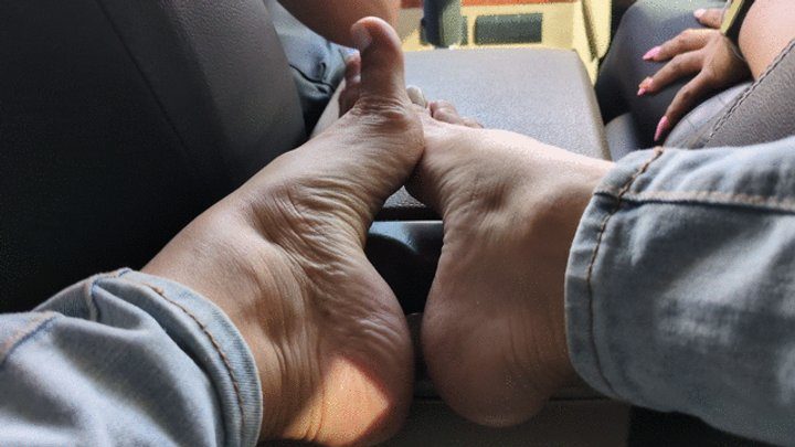 Foot Fetish Paradise - Katherine relaxing her beautiful feet in the car with Milah and Balbina