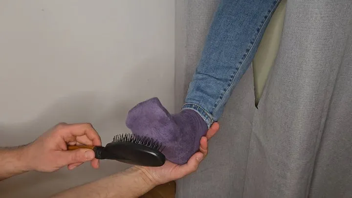 Onlysockstk - Trap door on purple socks !!