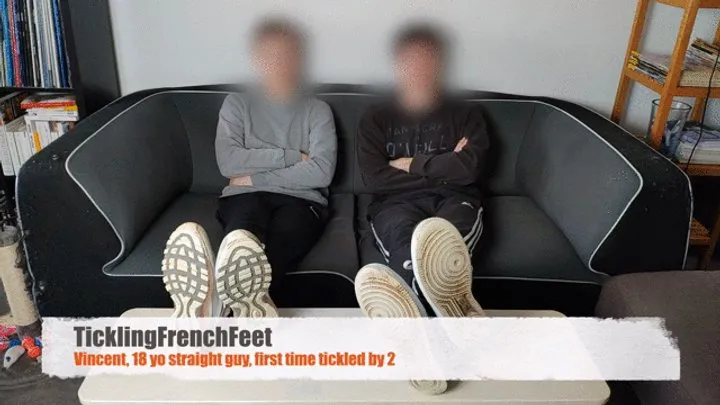 Tickling French Feet - Vincent, 18 yo straight guy, first time tickled by 2 (Full HD)