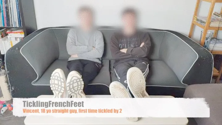 Tickling French Feet - Vincent, 18 yo straight guy, first time tickled by 2 (mobile)