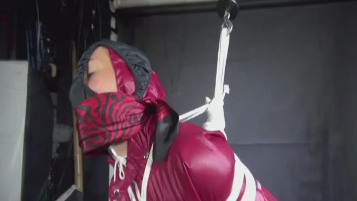 Shinynylonartsbound - Past time Clip from Sandra beeing bound and gagged in Rainwear and pantyhooded