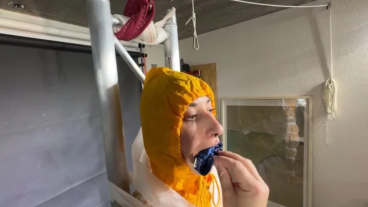 Shinynylonartsbound - Myxxxy bound and Pantygagged in shiny nylon Rainwear
