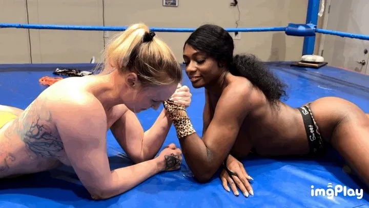 Protein Wrestling - FIRST TIME EVER Jolene Hexx vs Paris Love in a Topless Competitive Arm Wrestling Match