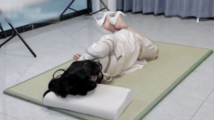 Chinese Bondage Foot Fetish - xy287-Chinese girl in a dress and flesh-colored stockings is tied up with ropes