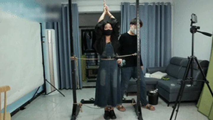 Chinese Bondage Foot Fetish - xy288-Chinese girl in jeans is hung up and tickled all over her body