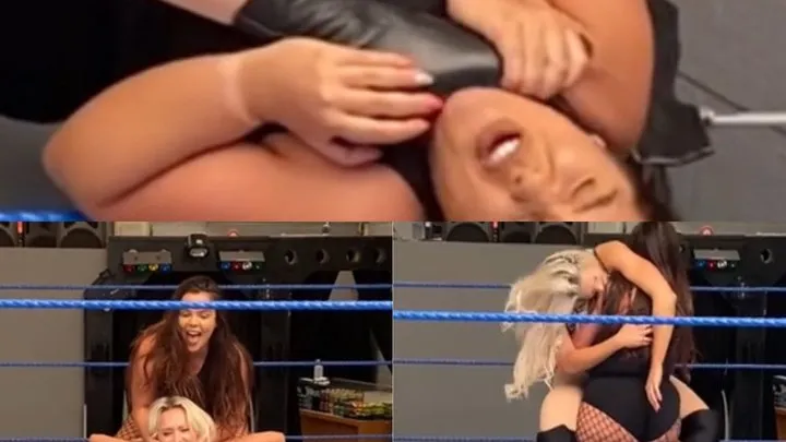 Power Girls Pro Wrestling - Blonde vs brunette (lift and carry, bear hugs and submission)