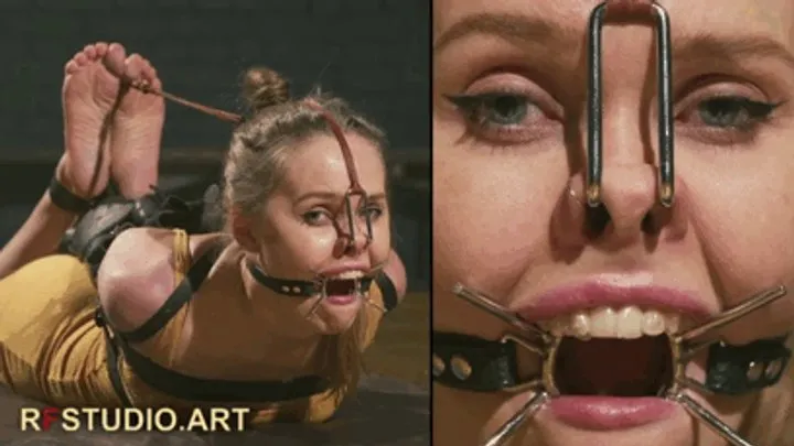 Rf Studio Production - Ivanka - Tight Leather Rope Hogtie on Turntable + Ring Gag and Nose Hook (UHD 4K MP4)