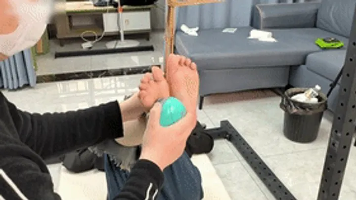 Chinese Bondage Foot Fetish - xy291-Chinese girl in jeans is hung up by rope and tickled