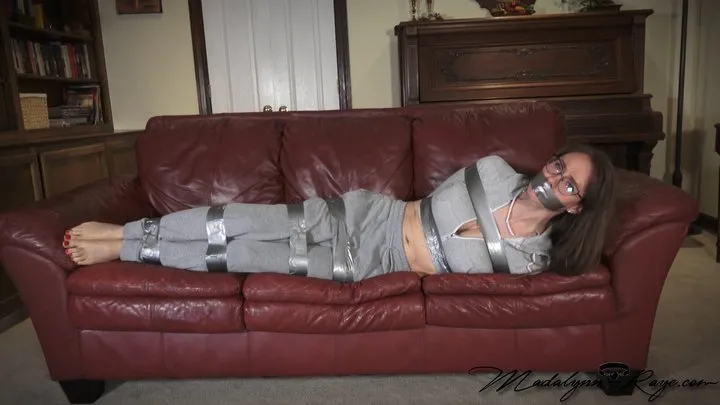 Madalynn Raye's Bondage Studio - College Girl Gets Taped By Roommate HD: Madalynn Raye & AJ Marion, Tape Bondage, Barefeet, Tape Gag, Struggling