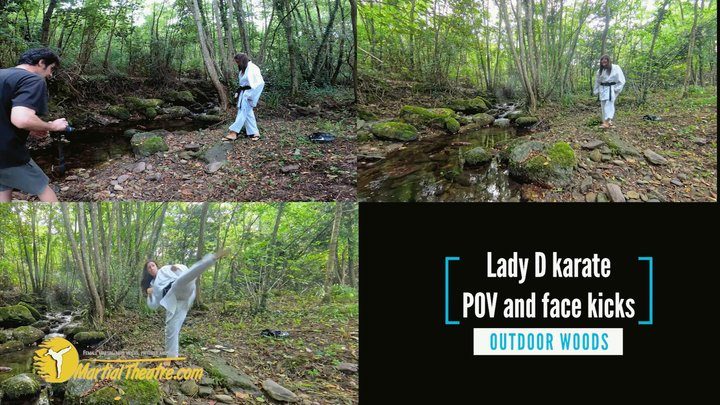 Martial Fetish - Lady D karate POV and face kicks outdoor woods