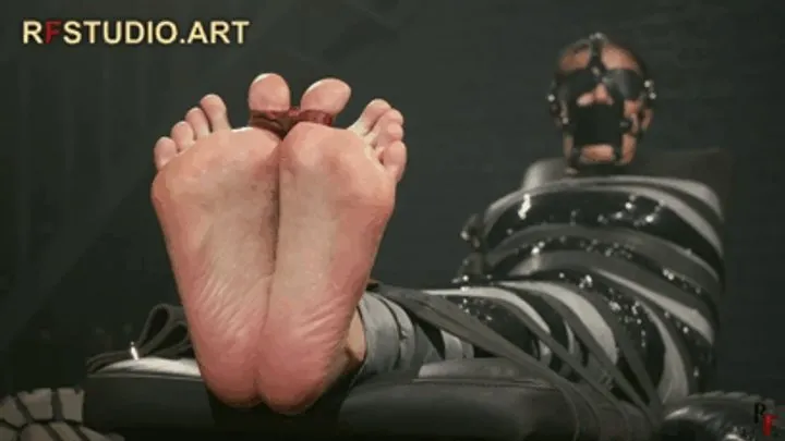 Rf Studio Production - Pandora Gagged and Tightly Wrapped - Mummified Bundle with Sweaty Bare Feet Tickling (UHD 4K MP4)