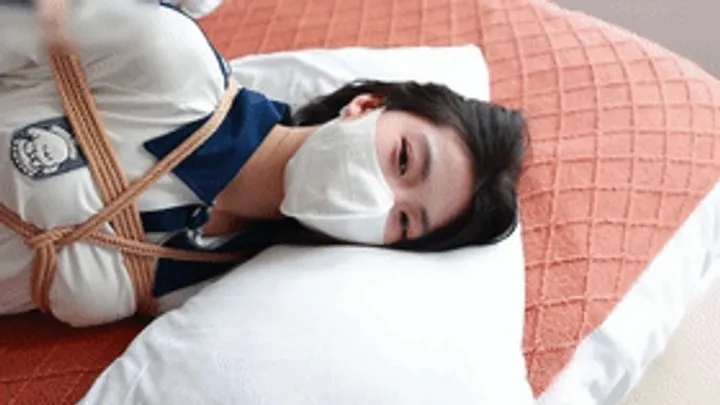 Chinese Bondage Foot Fetish - xy296 - cute girl in school uniform tied to bed with ropes