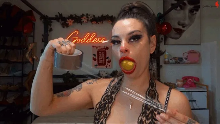 Fiesty Goddess Fina - Mighty Mouth! (Self Bondage Stuffing) ft Goddess Fina