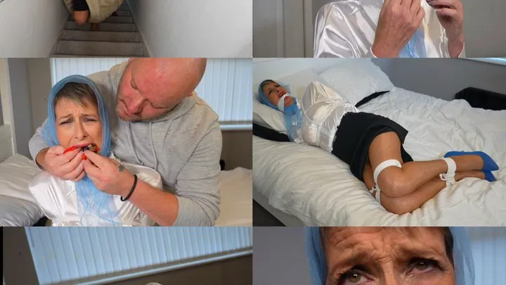 Muffled Screams - Toni g, gilf next door tied up and scarf gagged (wmv)