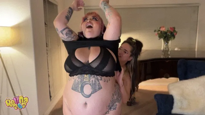 Reiinapop - BBW Black Dress Bondage: Impossibly Tight Squeeze with KelliJelliBelli