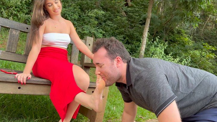 Foot Fetish Domination - Princess Ana Clara Dirty Foot Humiliation in Public ! FULL HD