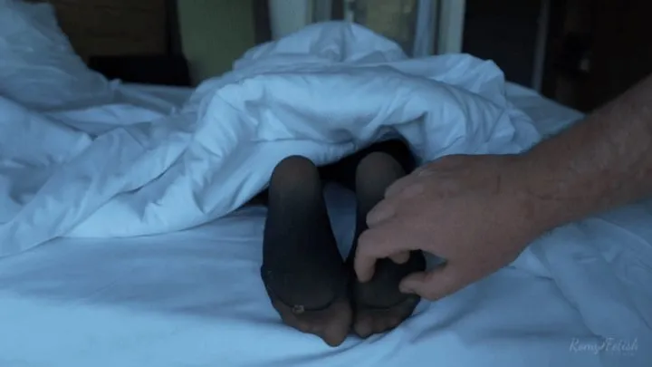 Romy Fetish - POV cute and genuine feet tickling moment in black pantyhose