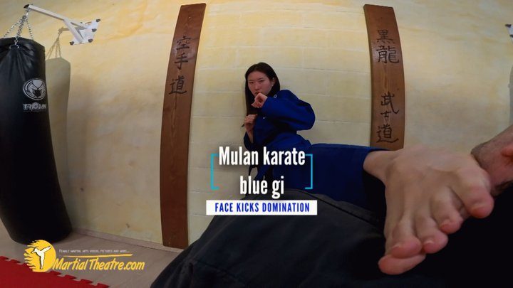 Martial Fetish - Mulan karate blue gi face kicks domination