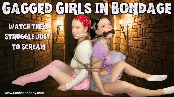 Sashaandbaby - Helpless Gagged Girls in Bondage Struggle to Scream - Rope Bondage - Gags - Cleave Gag - Gag Talk - Bone Gag - Bandana