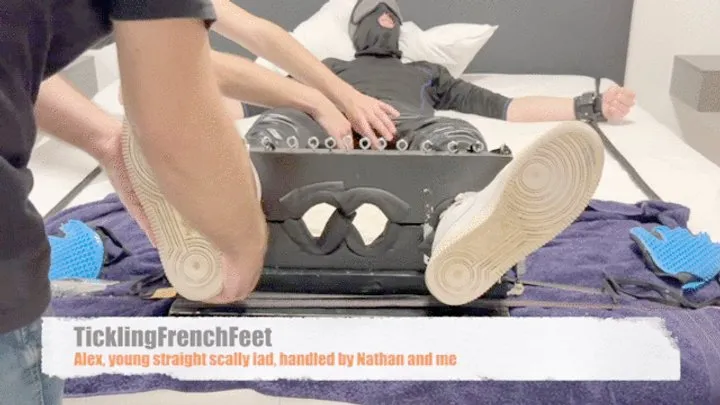 Tickling French Feet - Alex, young straight scally boy, handled by Nathan and me (mobile)