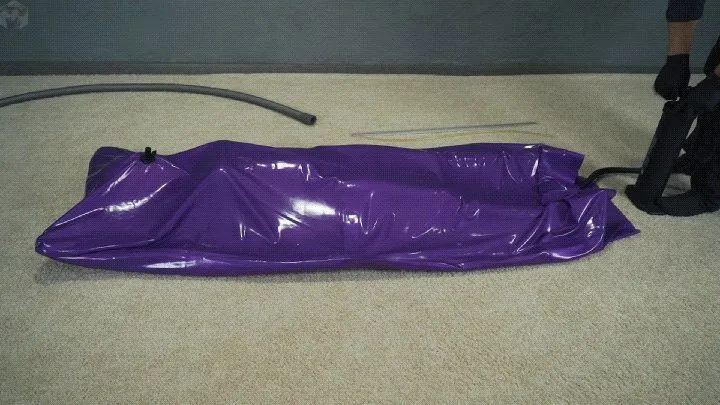 Vacuum Dreams - Purple vacuum bed with inflatable mattress and inflatable pear gag