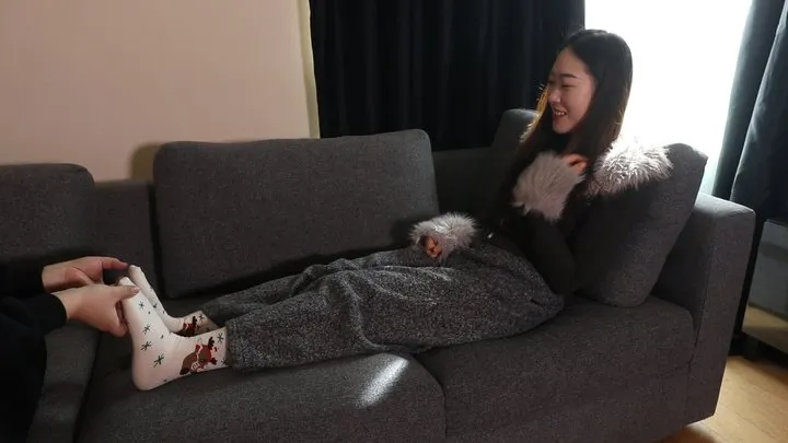 Cgbf - Girl is tickled in cotton socks after get off work