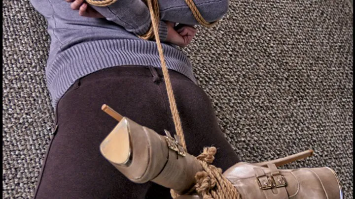 Tied In Heels - Nadia White Tied in a SEXY Turtleneck Sweaterdress and Beige Knee Boots! HD-WMV