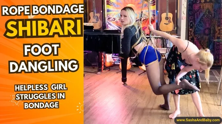 Sashaandbaby - Rope Bondage - Shibari - Helpless Girl Foot Dangling - Tied Up by her Domme
