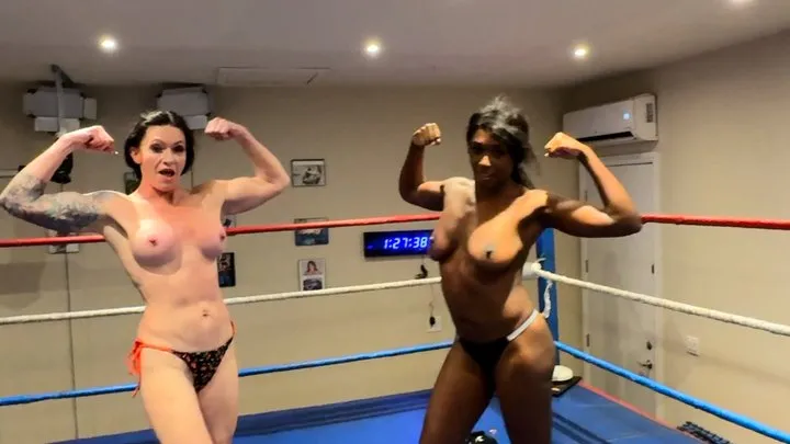 Protein Wrestling - Full video Part 1-2 Paris Love vs Ruby Blue in an Competitive Topless Arm Wrestling & Wrestling Match 100% Real called “ GRAPPLING TOPLESS MUSCLE AMAZONS”