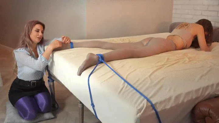 Polish Mistress Clips - Weronika Has A Fun With Tickle Stella In Graphite Pantyhose Tied To The Bed - Full - 4K