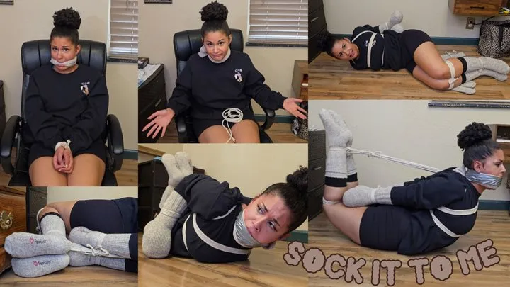 Calisa's Bondage Diaries - Sock It to Me: Calisa Instructs Burglar on How to Tie Her but Realizes 10 Minutes into the Inescapable Hogtie That No One Is Coming To Free Her