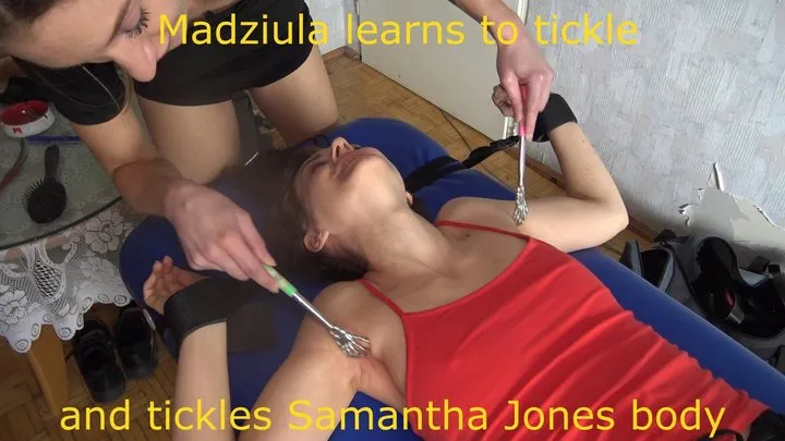 Polish Tickling - Madziula learns to tickle and tickles Samantha Jones body