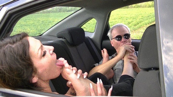 She Licks His Feet - Fetish ride with Caroline (HD)