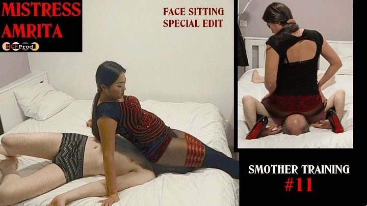 Squeeze N Smother - MISTRESS AMRITA MAKES FACE SITTING and order her slave to cum while being smothered (HD)