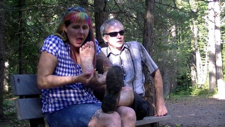 She Licks His Feet - Foot encounter in the park (HD)