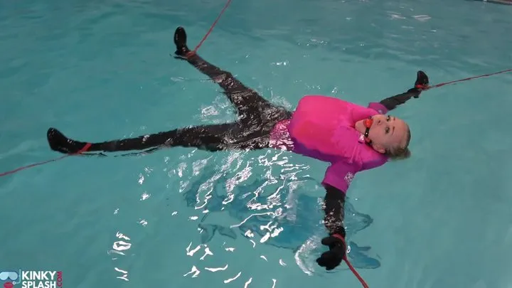 Kinky Splash - Neoprene Brat in the Pool: Tied Spreadeagle in Inflateable Vest - WMV