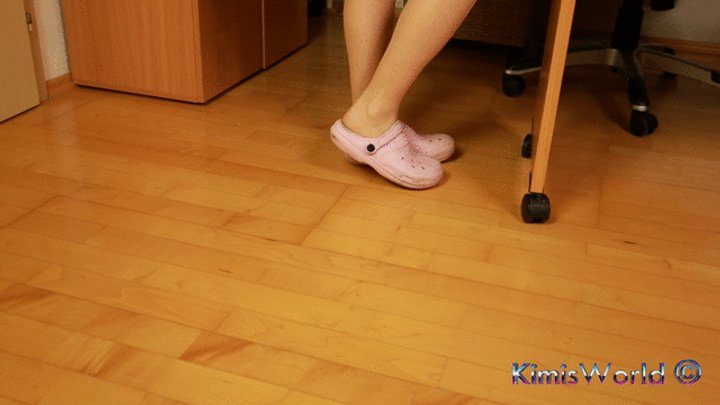 Kimisworld - Worn Pink Clogs, Dirty Soles & Stocking Feet with Red Toes