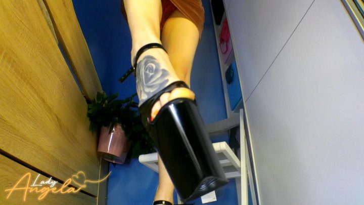Lady Angela - Tattooed Temptress of Control- Lady Angela the sexy Femdom instructs you to pump with HIgh heels and Foot fetish