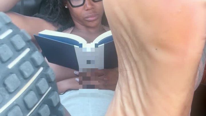 The Goddess Nubia - Ebony Nerd Kicks Off Shoes After Workout — Dirty Bare Feet in the Car