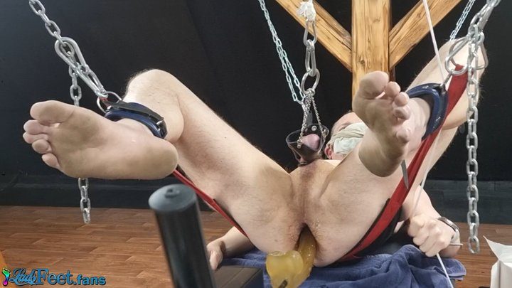 Ladsfeet And Tickling - Chastity Sling Fuck Machine Ball Stretch HD