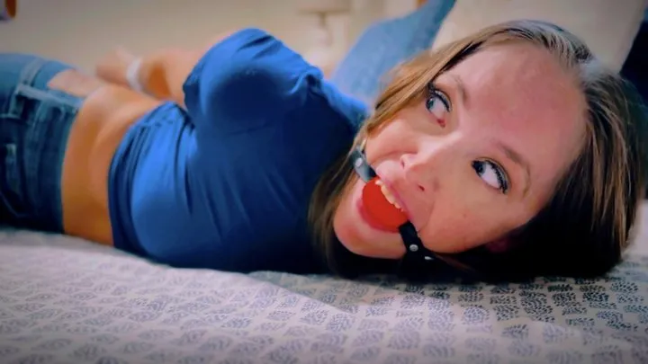 Peachy Keen Pleasures - Neighborhood Watch Turns Into Bondage Nightmare For Nosy Housewife (4K) - Rachel Adams - jeans, sneakers, tape bondage, ball gag, captured, struggles to reach phone for help