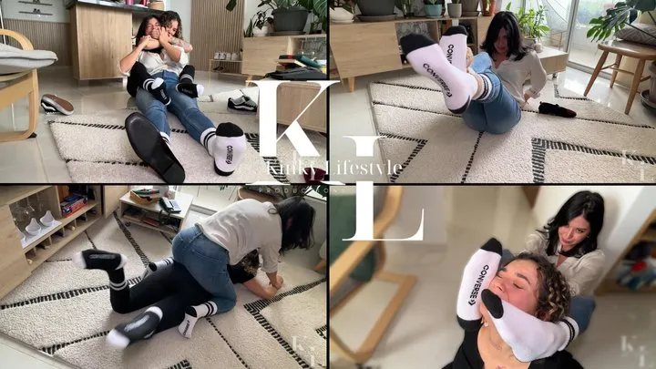 Kinkylifestyle - Luana Catches Simona in Converse Crew Socks
