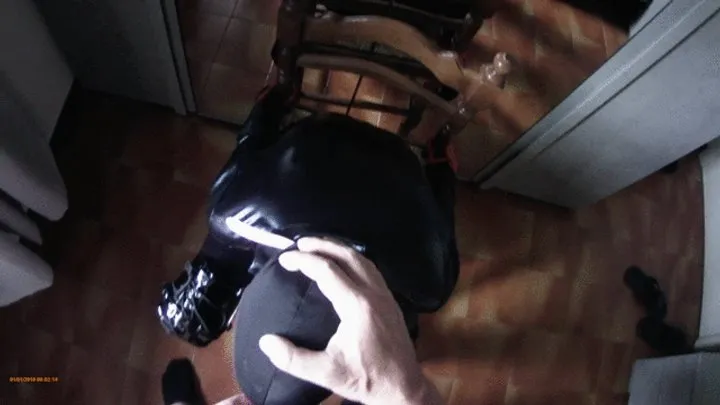 Laura On Heels - Milf tied to a chair, mouth fucked with ring gag and throatpie POV