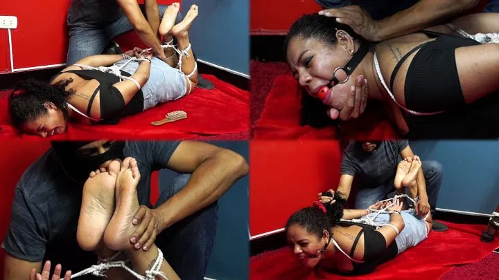 Divarope Latinas In Fetish Bondage - Ebony Erika, tied, tickled, ballgagged laughing and struggling to be free in her first time!