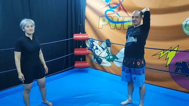 The Wrestling Amazons - Uzbek girl ties up a guy with a rope in a wrestling match