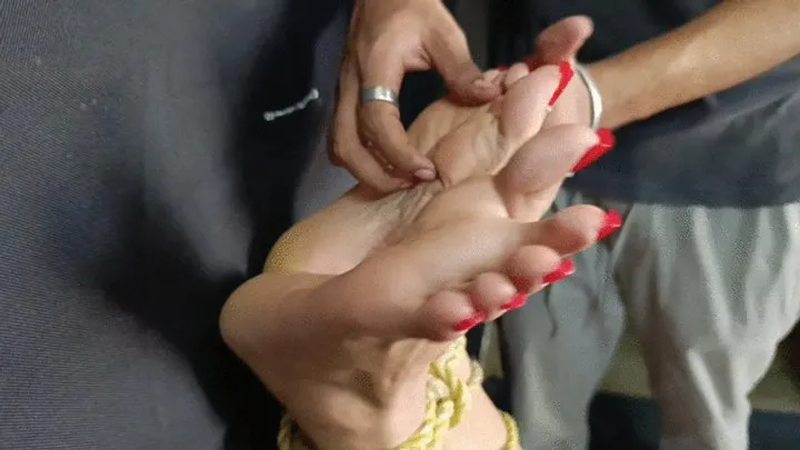 Goddess Foot Fetish - Tied lady is tickled a lot on her feet and armpits (2)