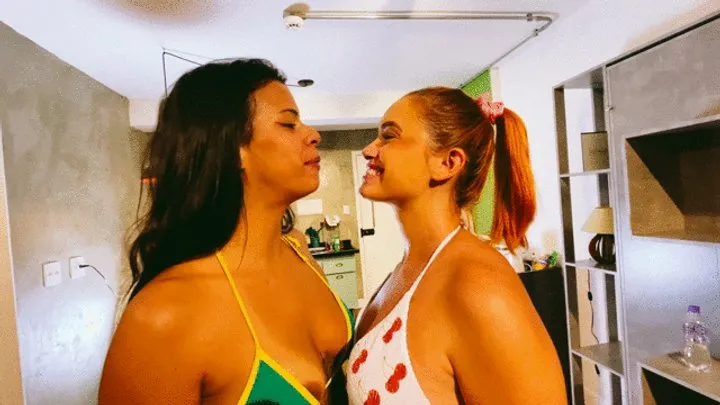 Sexysubmissionstudios - They catfight, they lick eachother pussies, they fuck, they do facessiting, they swallow their feets, brazilian lesbian hot girls madness FULL HD