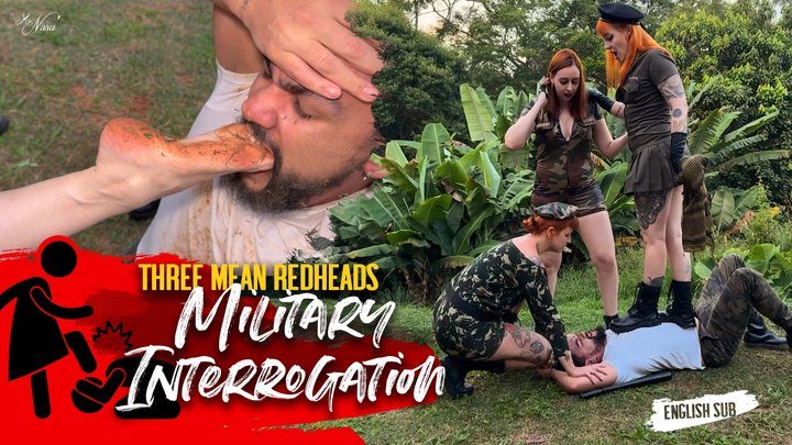 Mistress Nara Neveu - Mean Army redheads Nara, Mel and Fennix interrogated a spy in the jungle (1080 EN-sub) Foot Domination - Foot Humiliation - Dirty Feet - Military - Boot Domination
